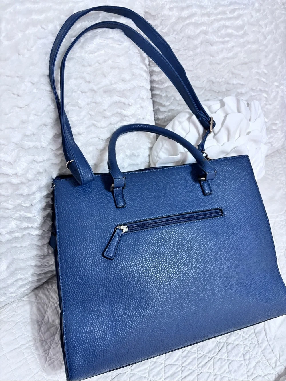 Mathew + Julian Navy Blue Satchel Shoulder Bag Gold Tone Hardware